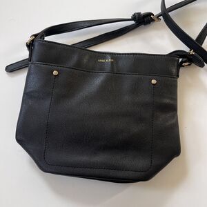 Anne Klein Black Small Bucket Crossbody Bag Pebbled Black